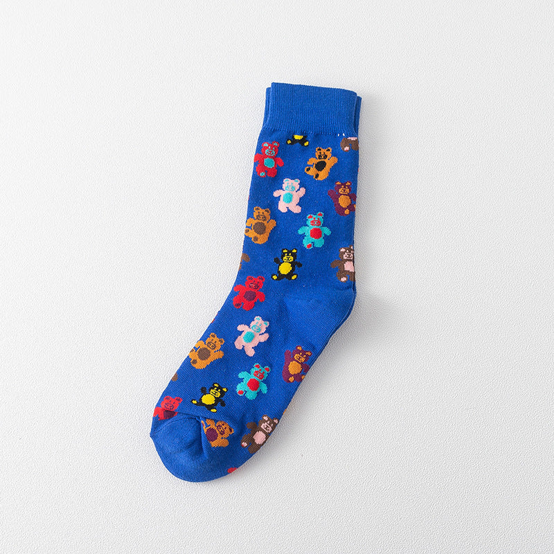 Cartoon Bear Fashion Socks for Girls - Ice Cream Style