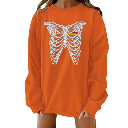 Halloween Themed Print Loose Fit Sweater