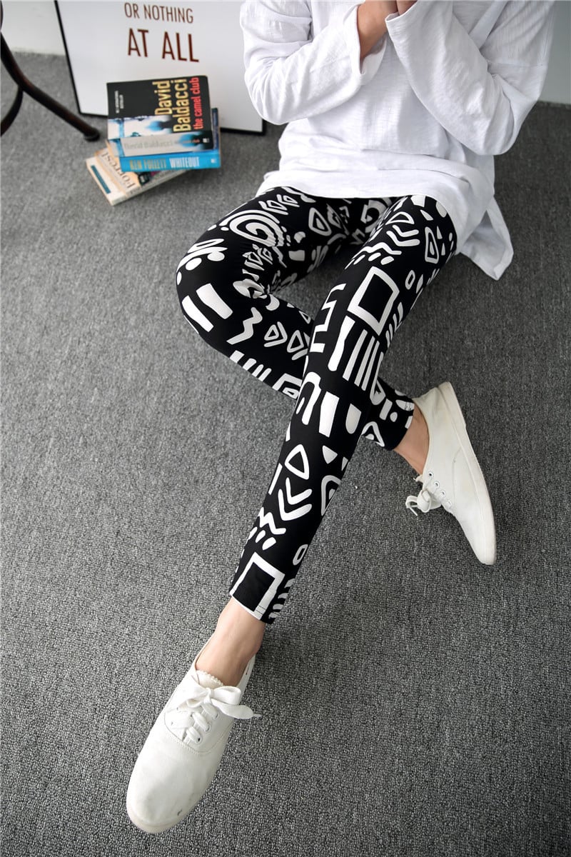 Spring Graffiti Milk Silk Ink Painting Leggings