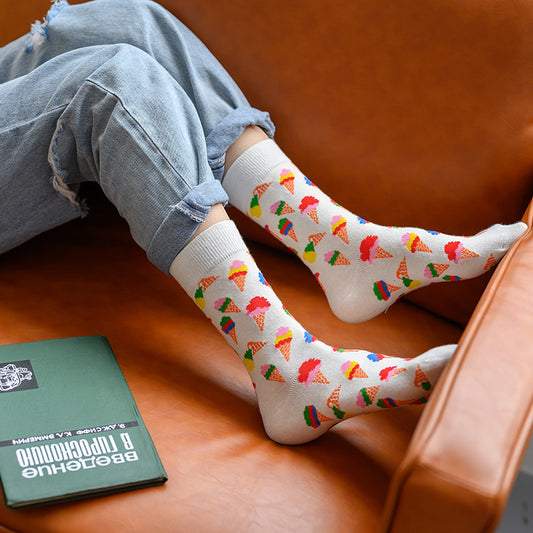 Cartoon Bear Fashion Socks for Girls - Ice Cream Style