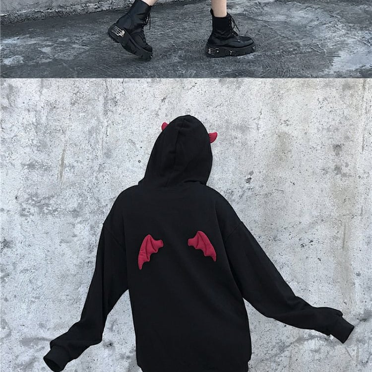 Dark Winged Letter Embroidered Blouse