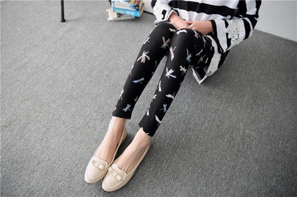 Spring Graffiti Milk Silk Ink Painting Leggings