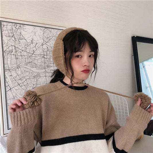 Cute Velvet Earmuffs with Earflaps for Autumn/Winter