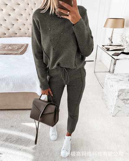 2021 Women's Casual Long Sleeve Hoodie and Pants Set
