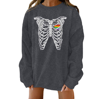 Halloween Themed Print Loose Fit Sweater