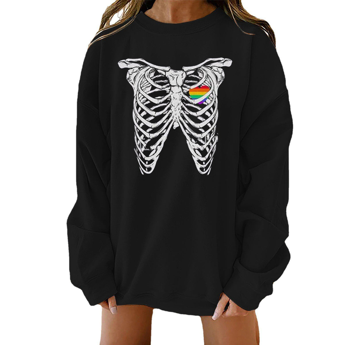 Halloween Themed Print Loose Fit Sweater