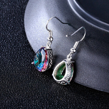 Colorful Rainbow Waterdrop Earrings in Pear Shape