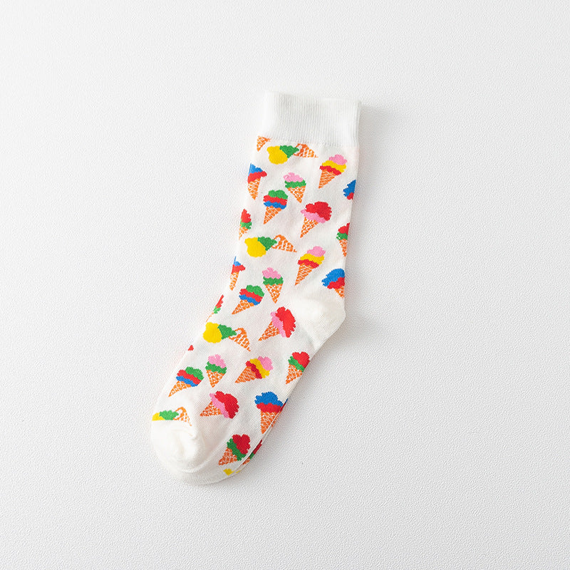 Cartoon Bear Fashion Socks for Girls - Ice Cream Style