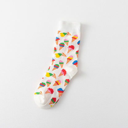 Cartoon Bear Fashion Socks for Girls - Ice Cream Style