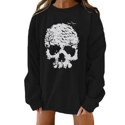 Halloween Themed Print Loose Fit Sweater