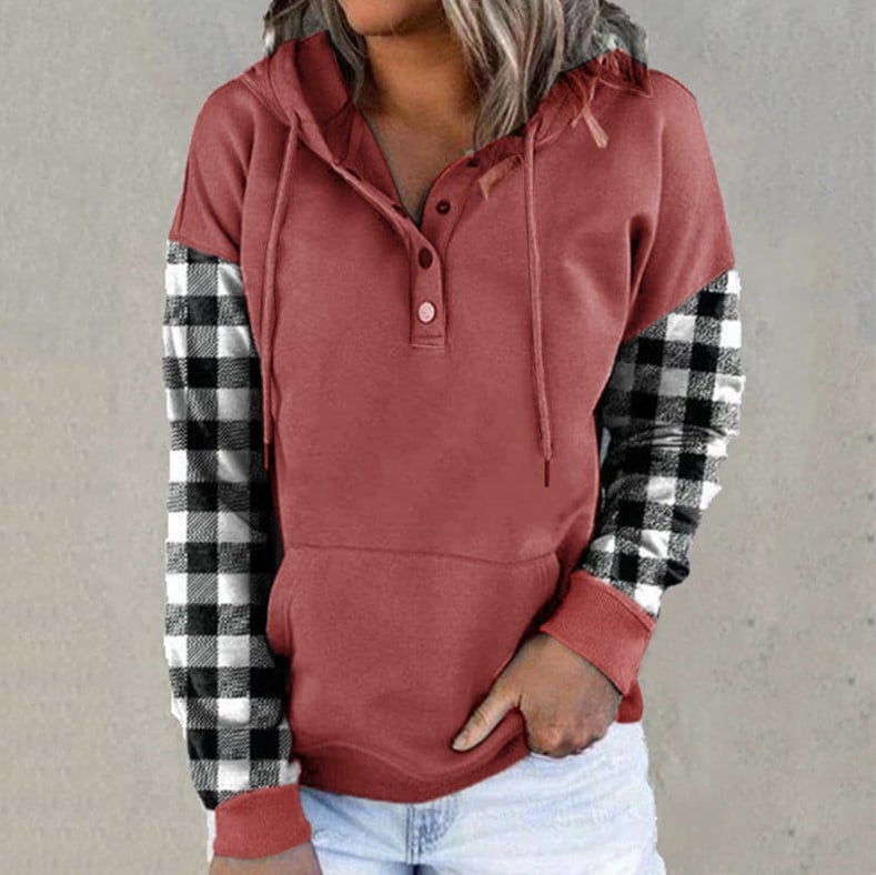 Plaid Stitching Pullover Sweater for Autumn & Winter