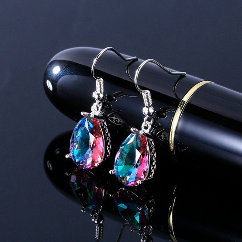 Colorful Rainbow Waterdrop Earrings in Pear Shape