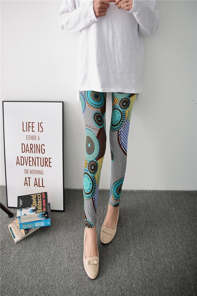 Spring Graffiti Milk Silk Ink Painting Leggings