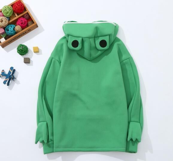 Children's Solid Color Hooded Frog Sweater