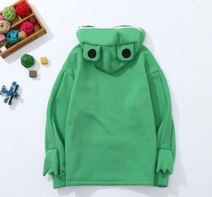 Children's Solid Color Hooded Frog Sweater