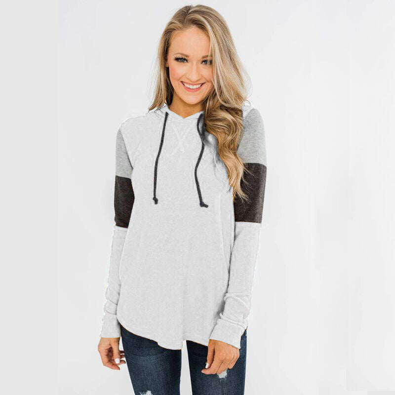 Contrast Sweater Hoodie with Long Sleeves and Loose Fit